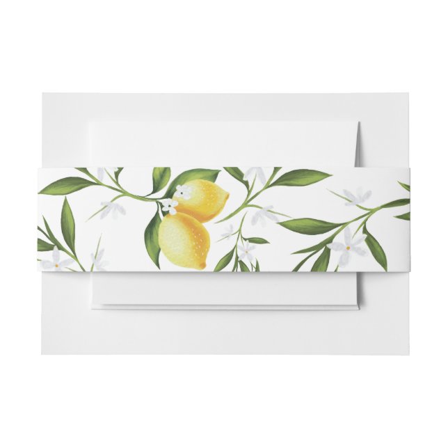watercolor lemon floral wedding belly band (Front Example)