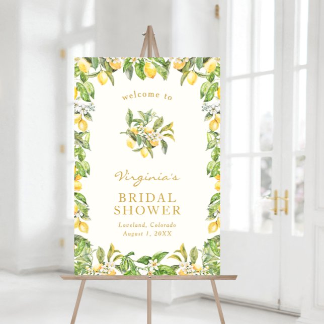 Watercolor Lemon Floral Welcome Sign (Elegant Watercolor Lemon Floral Welcome Sign by Painted Paperie
)