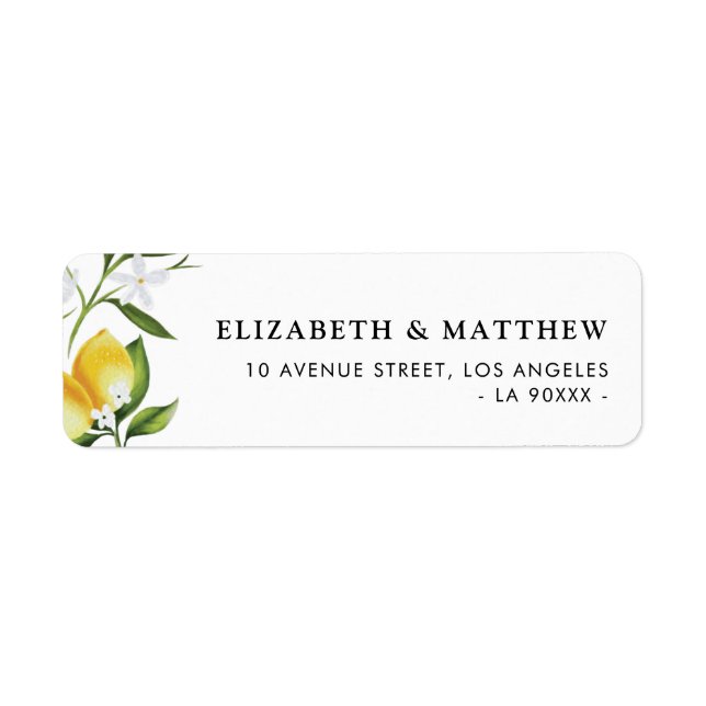 Watercolor lemon foliage address label (Front)