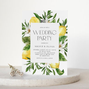 Watercolor Lemon Frame Botanical Wedding Party Invitation