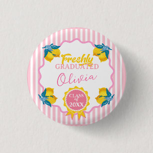 Watercolor Lemon Freshly Graduated Party Class 26 Button