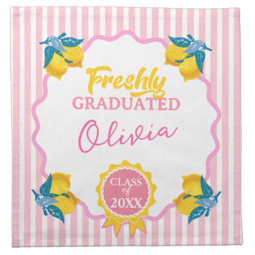 Watercolor Lemon Freshly Graduated Party Class 26 Cloth Napkin
