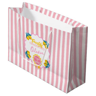 Watercolor Lemon Freshly Graduated Party Class 26 Large Gift Bag