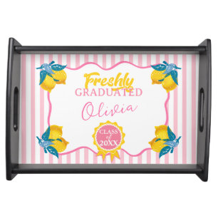Watercolor Lemon Freshly Graduated Party Class 26 Serving Tray