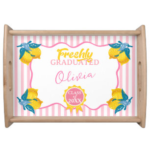 Watercolor Lemon Freshly Graduated Party Class 26 Serving Tray