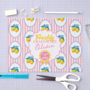 Watercolor Lemon Freshly Graduated Party Class 26 Tissue Paper