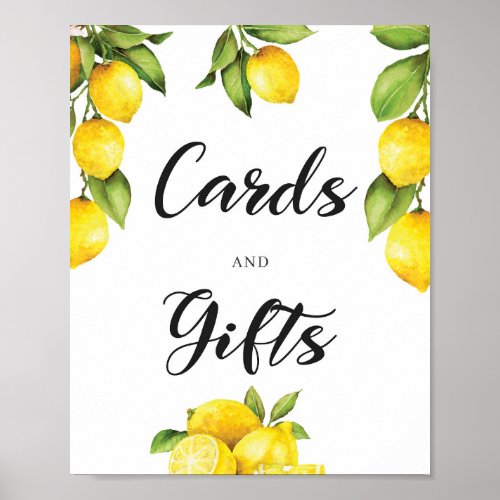 Watercolor Lemon Fruit Cards and Gifts Sign