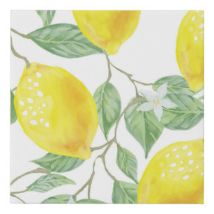 Watercolor Lemon Fruit  Faux Canvas Print