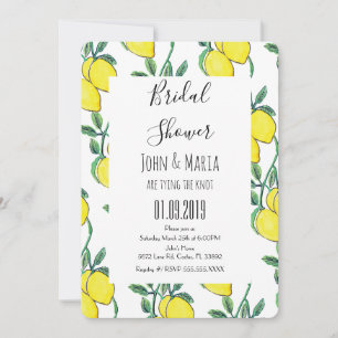 Watercolor Lemon Green Bunch Bridal Shower Invitation