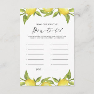 Watercolor Lemon Greenery How Old Was the Mom Enclosure Card