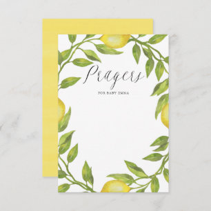 Watercolor Lemon Greenery Wreath Prayers for Baby Enclosure Card