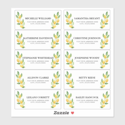 Watercolor Lemon Guest Address Labels