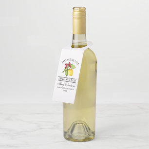 Watercolor Lemon Homemade Limoncello Christmas Bottle Hanger Tag