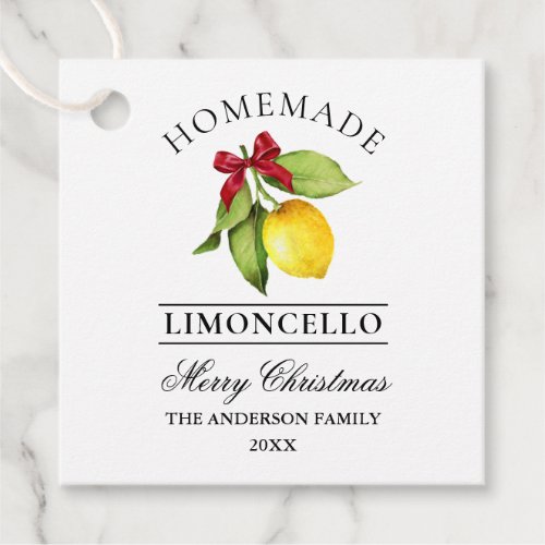 Watercolor Lemon Homemade Limoncello Christmas Tag