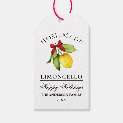  Watercolor Lemon Homemade Limoncello Holiday  Gift Tags
