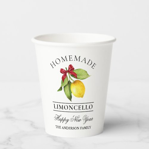 Watercolor Lemon Homemade Limoncello New Year Paper Cups