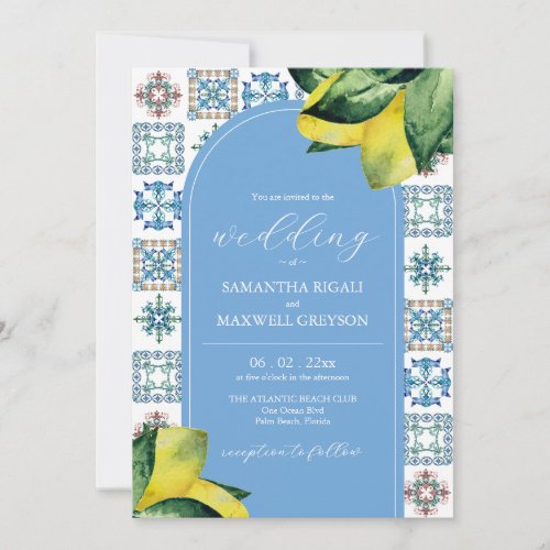 Watercolor Lemon Italian Wedding Invitations