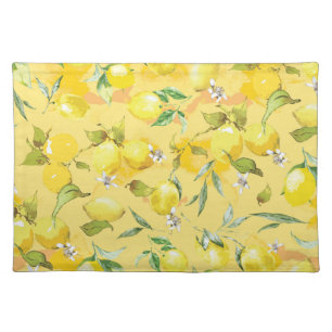 Watercolor lemon IV Cloth Placemat