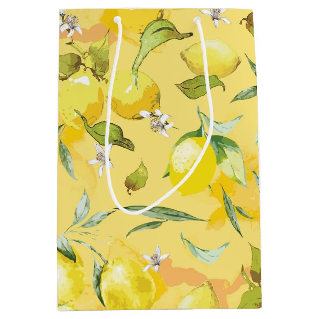 Watercolor lemon IV Medium Gift Bag (Front)