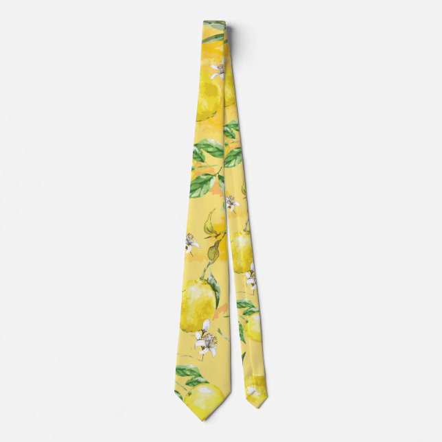 Watercolor lemon IV Neck Tie (Front)