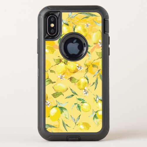 Watercolor lemon IV OtterBox Defender iPhone X Case