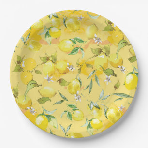 Watercolor lemon IV Paper Plates