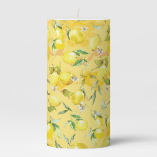 Watercolor lemon IV Pillar Candle