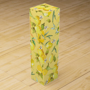 Watercolor lemon IV Wine Box