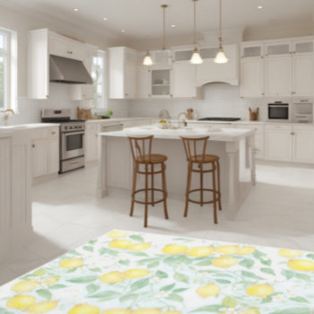 Watercolor Lemon Kitchen Rug - Soft Pastels Carpet by inspirationzstore at Zazzle