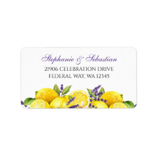 Watercolor Lemon Lavender Boho Address Label