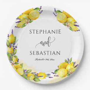 Watercolor Lemon Lavender Boho  Paper Plates