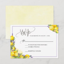 Watercolor Lemon Lavender Boho RSVP Enclosure Card