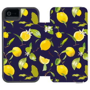 Watercolor Lemon & Leaves 10 iPhone SE/5/5s Wallet Case