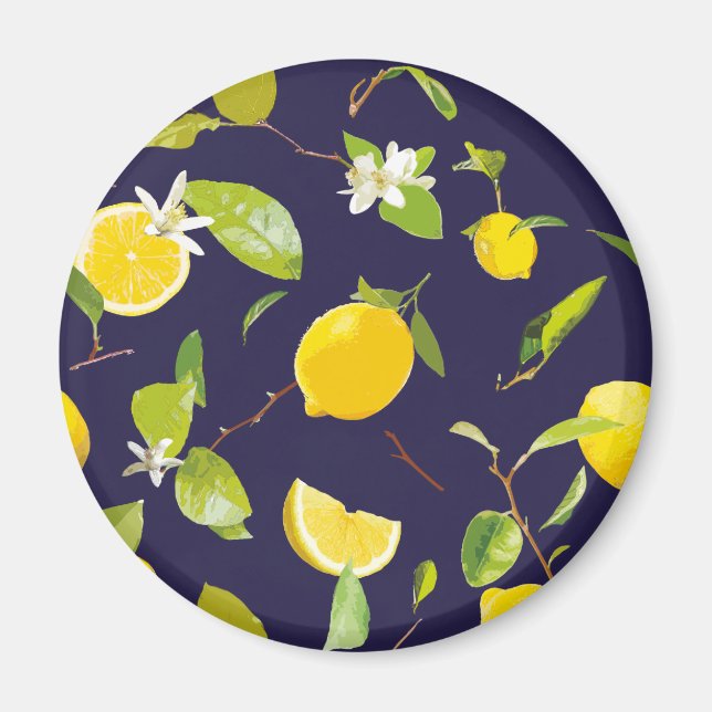 Watercolor Lemon & Leaves 10 Magnet (Front)