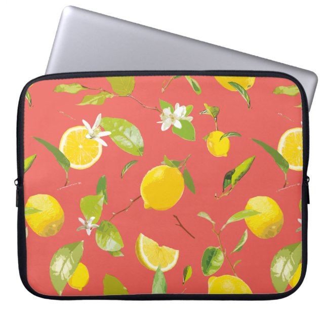 Watercolor Lemon & Leaves 12 Laptop Sleeve (Front)