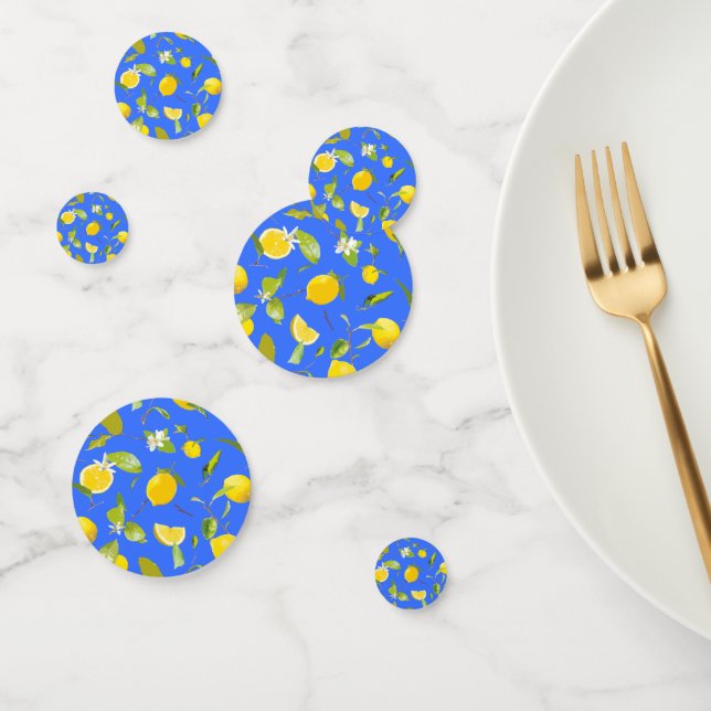 Watercolor Lemon & Leaves 13 Confetti (Group)