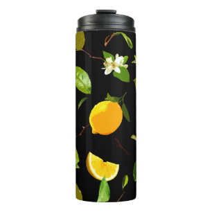 Watercolor Lemon & Leaves 15 Thermal Tumbler