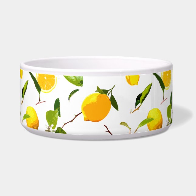 Watercolor Lemon & Leaves 16 Bowl (Front)