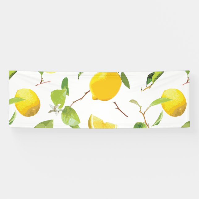 Watercolor Lemon & Leaves 2 Banner (Horizontal)