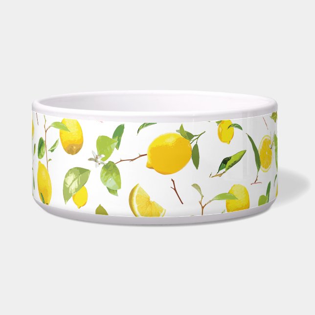 Watercolor Lemon & Leaves 2 Bowl (Front)