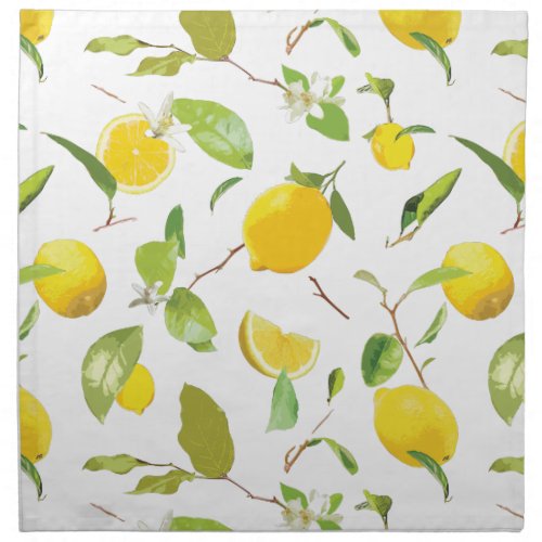 Watercolor Lemon  Leaves 2 Cloth Napkin