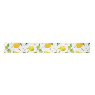 Watercolor Lemon & Leaves 2 Satin Ribbon