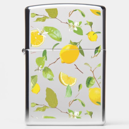 Watercolor Lemon  Leaves 2 Zippo Lighter