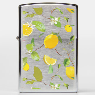 Watercolor Lemon & Leaves 2 Zippo Lighter