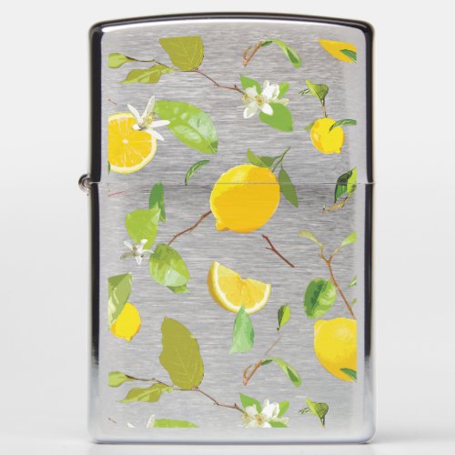 Watercolor Lemon  Leaves 2 Zippo Lighter