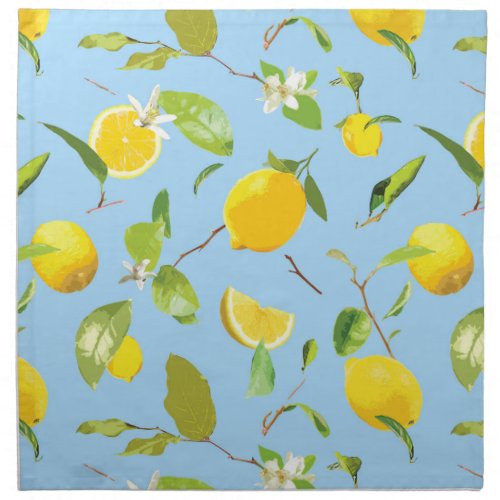 Watercolor Lemon  Leaves 3 Cloth Napkin