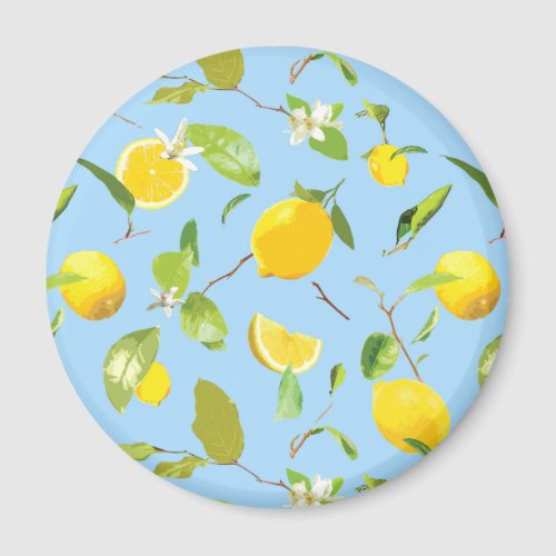 Watercolor Lemon  Leaves 3 Magnet