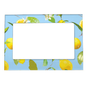Watercolor Lemon & Leaves 3 Magnetic Frame