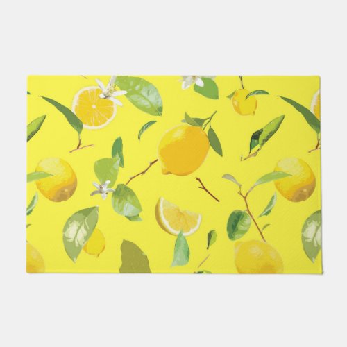 Watercolor Lemon  Leaves 4 Doormat