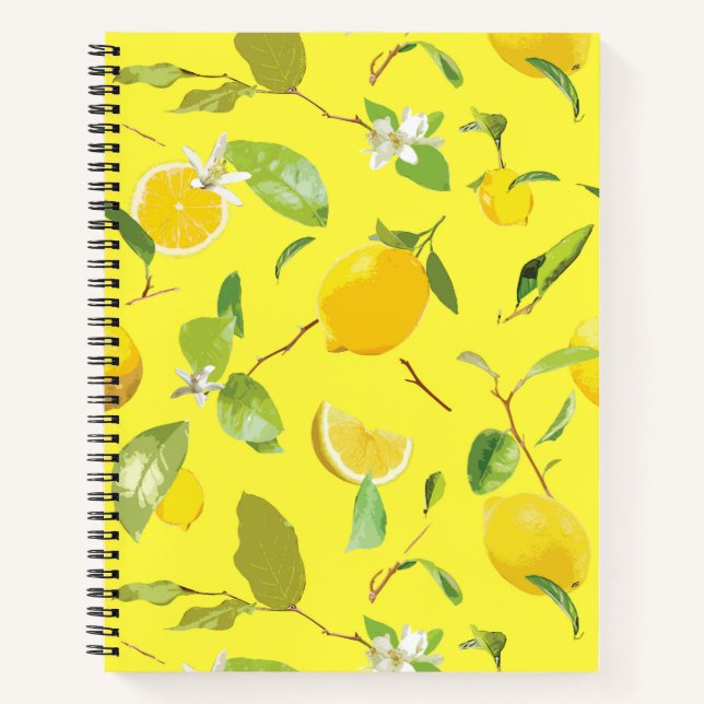 Watercolor Lemon & Leaves 4 Notebook (Front)